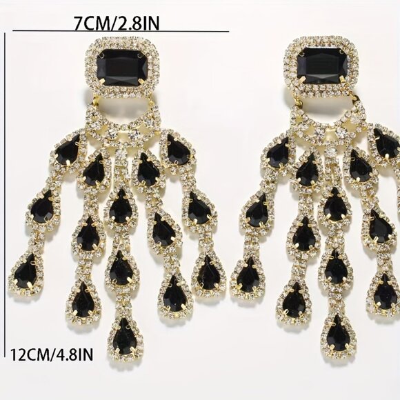 Exaggerated High-end Multi-layer Water Drop Earrings With Luxurious Gemstone - Picture 4 of 4